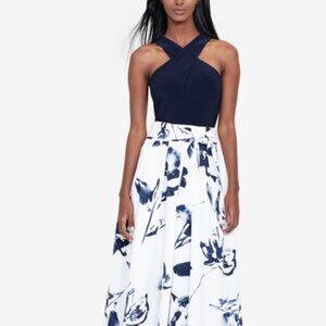 Ralph Lauren Navy and White Floral Maxi Dress